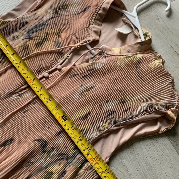 H&M Pink Floral Long Dress pleated crinkled size 6 - Picture 3 of 13